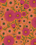 Vibrant Pink Orange Floral Garden Rug