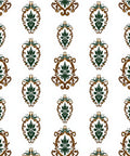 Ornate Green Floral Damask Rug