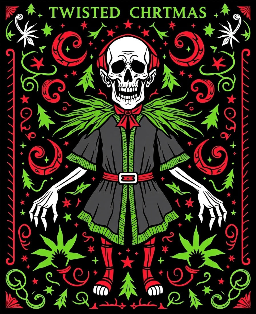 Gothic Skeleton Christmas Skull Medley Rug