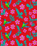 Crimson Hummingbirds Pink Floral Garden Rug