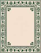 Dark Green Ornate Border Cream Rug