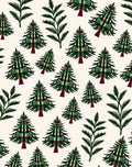 Green Plaid Evergreen Trees Scattered Rug