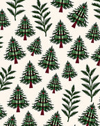 Green Plaid Evergreen Trees Scattered Rug