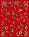 Red Green Pine Fern Sprigs Rug