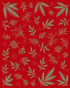 Red Green Pine Fern Sprigs Rug