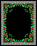 White Bordered Red Berry Holly Vines Rug