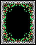 White Bordered Red Berry Holly Vines Rug