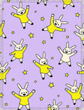 Playful Yellow Bunnies Stars Lavender Rug