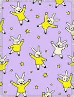 Playful Yellow Bunnies Stars Lavender Rug