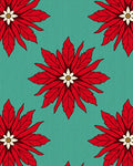 Crimson Poinsettia Teal Floral Rug