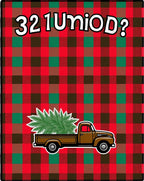Red Green Checkered Truck Tree Rug