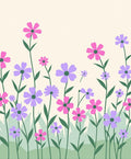 Pink Purple Flower Field Border Rug