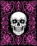 Black White Pink Skull Floral Rug
