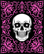 Black White Pink Skull Floral Rug