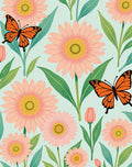 Coral Floral Butterfly Garden Rug
