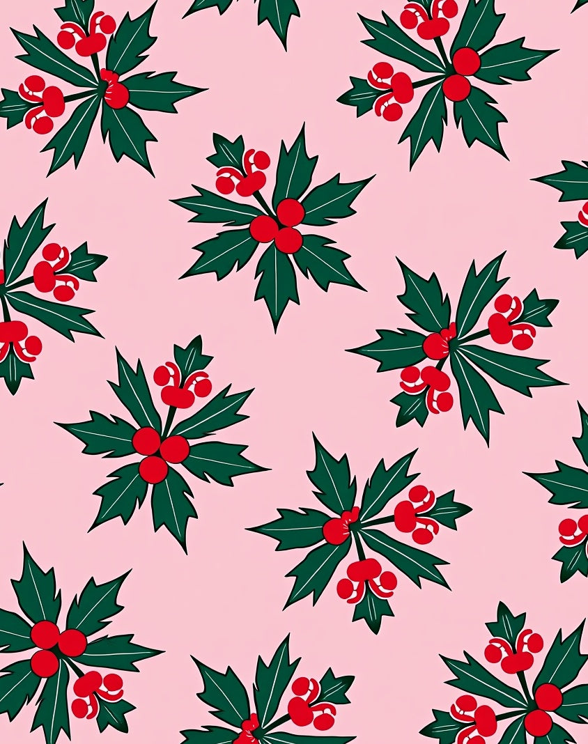 Pink Holly Berry Christmas Accent Rug