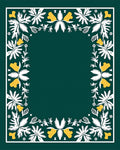 Forest Green Whimsical Floral Frame Rug