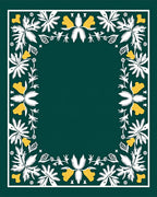 Forest Green Whimsical Floral Frame Rug