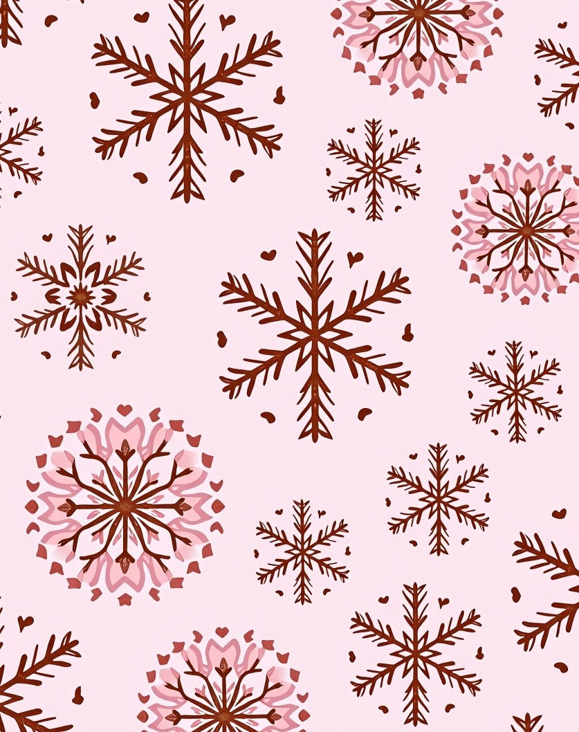 Brown Snowflake Medallion Pink Rug