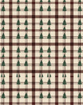 Cream Burgundy Plaid Pine Tree Rug