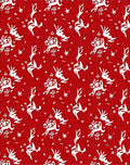 Red Reindeer Stars Repeating Pattern Rug