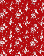 Red Reindeer Stars Repeating Pattern Rug