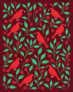 Red Cardinals Among Green Mistletoe Rug