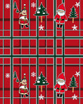 Red Green Plaid Christmas Figures Rug