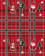 Red Green Plaid Christmas Figures Rug