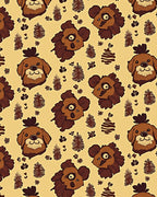Brown Cartoon Dog Creatures Ferns Rug