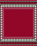 Deep Red Geometric Stripe Border Rug