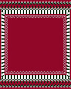 Deep Red Geometric Stripe Border Rug
