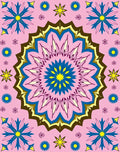 Pink Blue Yellow Floral Medallion Rug