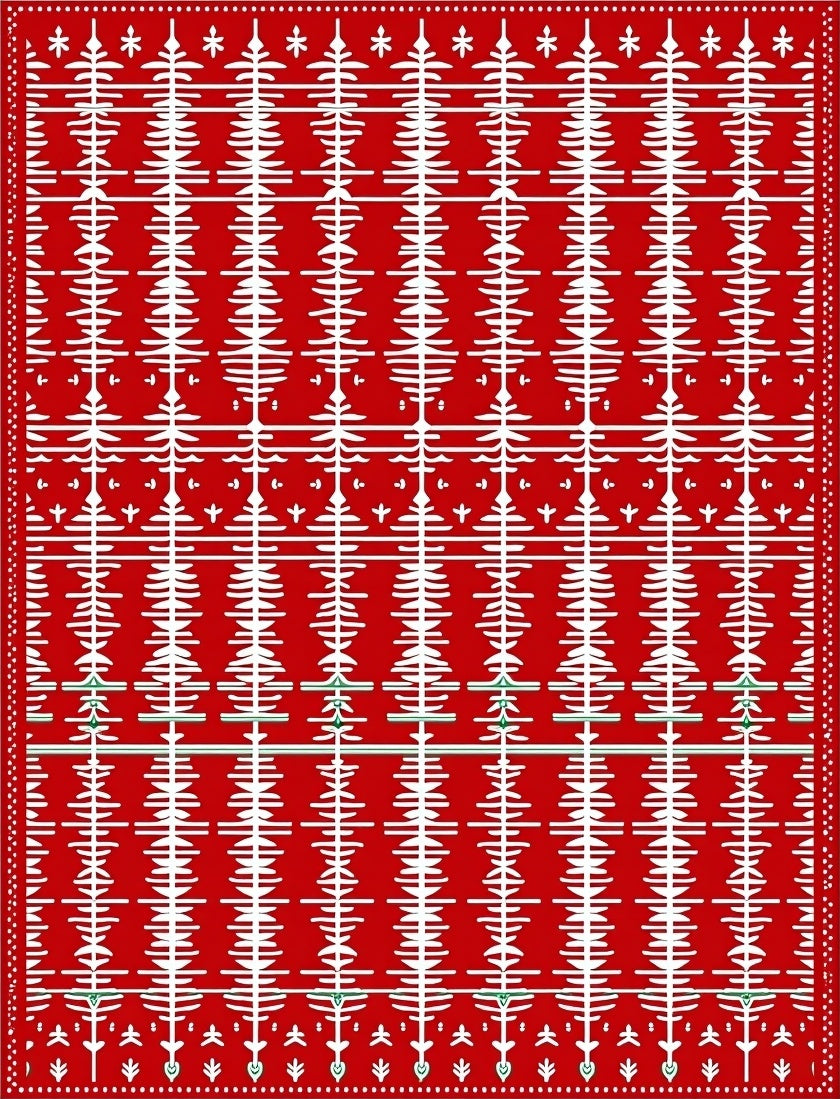 Crimson Red White Tree Stripes Rug