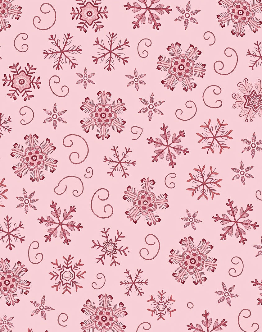 Pink Snowflake Swirls Collage Rug