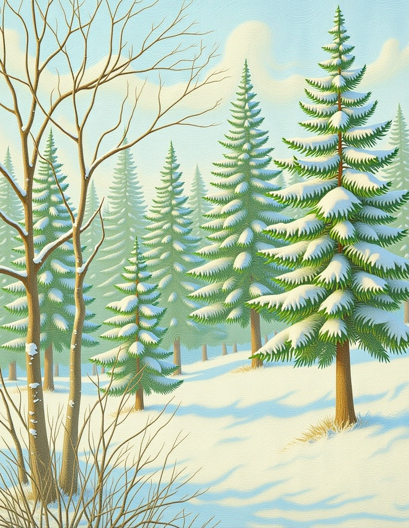 Winter Wonderland Snowy Forest Landscape Rug