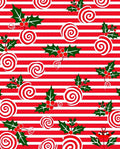 Red White Swirls Holly Christmas Stripes Rug