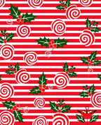 Red White Swirls Holly Christmas Stripes Rug