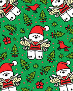 Whimsical Red Birds Christmas Trees Rug