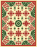 Classic Red Green Floral Medallion Rug