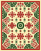 Classic Red Green Floral Medallion Rug