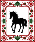 Bold Black Horse Red Green Border Rug