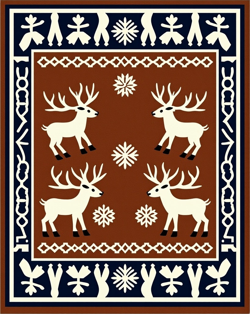 Rustic White Reindeer Forest Rug