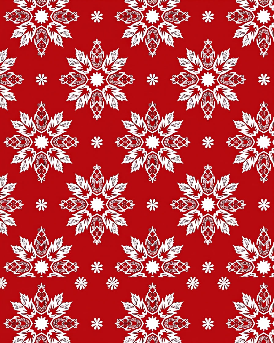 Bold Red White Snowflake Medallion Rug