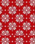Bold Red White Snowflake Medallion Rug