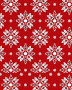 Bold Red White Snowflake Medallion Rug