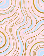 Pink Blue Gold Swirl Vein Rug