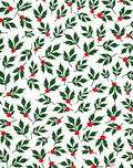 Green Leaf Red Berry Scattered Sprigs Rug