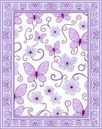 Lavender Butterflies and Flowers Meadow Rug