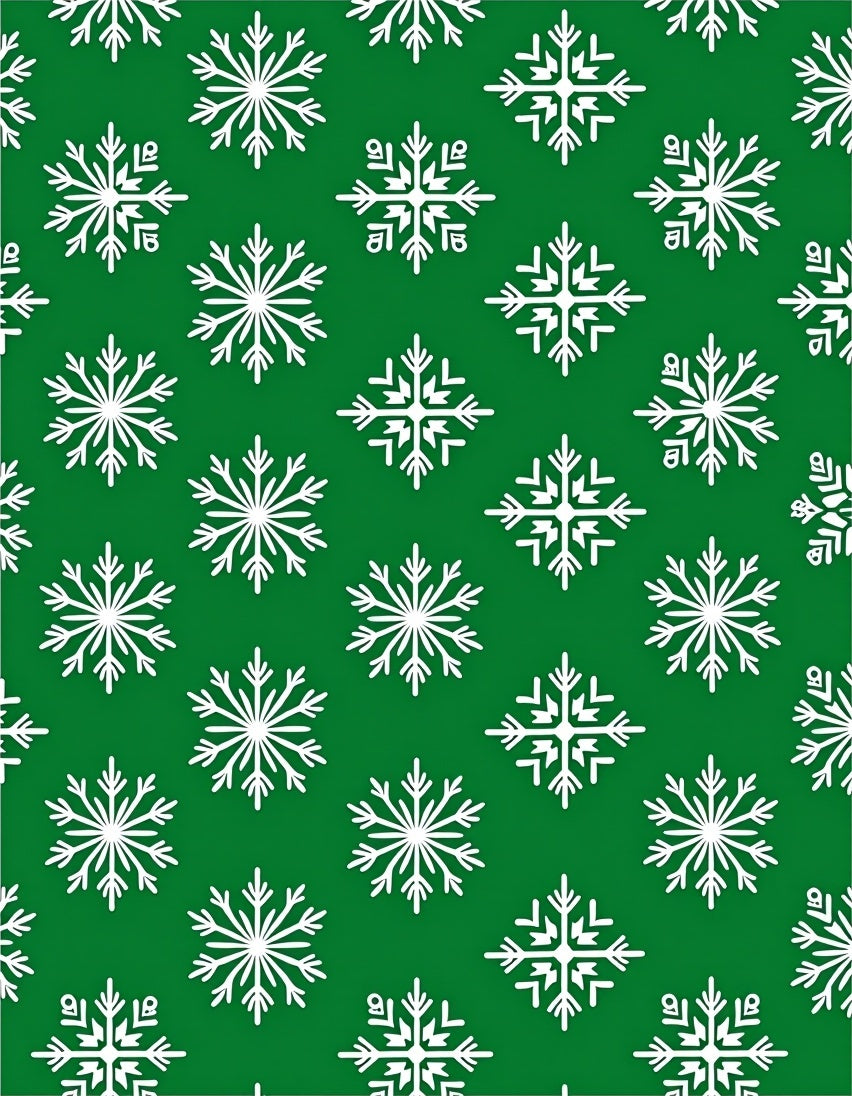 White Snowflake Green Winter Rug